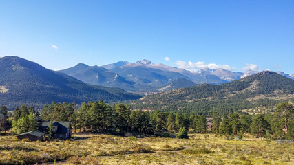 beautiful landscape of mountains with skies and trees