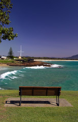 Bench seat over looking the beach at south west rocks
