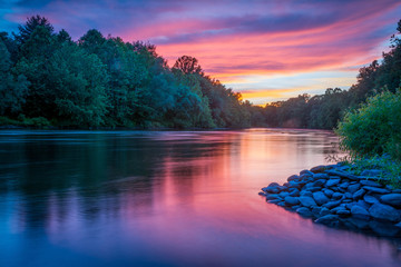 Sunset on the Lehigh River in Walnutport, PA - Powered by Adobe
