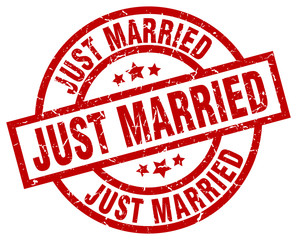 just married round red grunge stamp