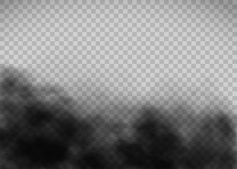 Black smoke texture on a transparent background. Template exhaust gas. © Key design
