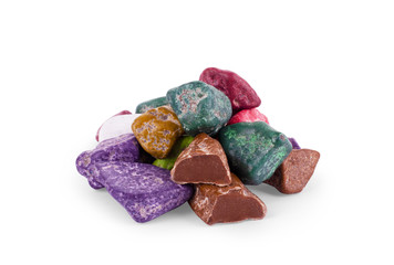 Pile of stones color isolated on a white background multi-colored stones