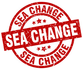 sea change round red grunge stamp
