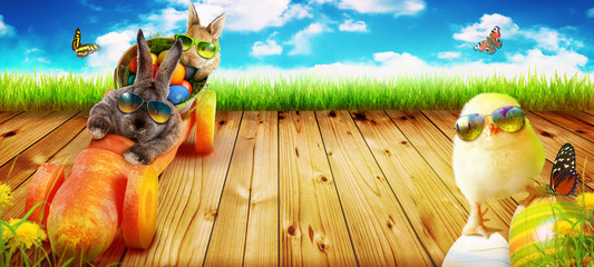 Osterhase unterwegs zum Osterfest!