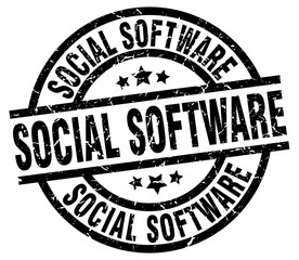 social software round grunge black stamp