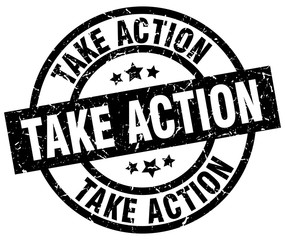 take action round grunge black stamp