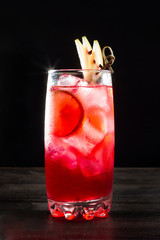 Light refreshing drink with alcohol or alcohol-free syrup with pear.