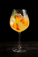 Alcoholic cocktail with orange slices and ice-2.