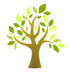 Tree with leaves symbol vector, simple and flat design, minimalist style.