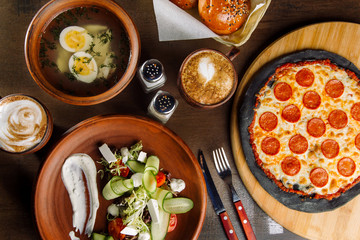 The table is set for a four course meal.