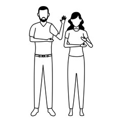 couple avatar cartoon character black and white