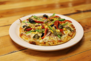Vegetarian pizza in a plate