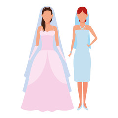 women wearing wedding dress