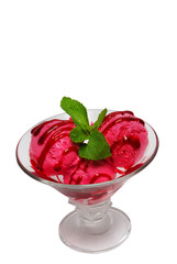 Ice cream in a glass, on a white background