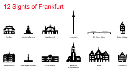 12 Sights of Frankfurt - obrazy, fototapety, plakaty