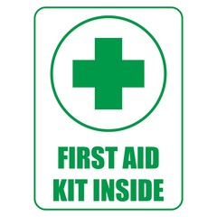 First aid kit inside sign. Template design for healthcare, hospital and medical diagnostics concept. Medicine chest icon.