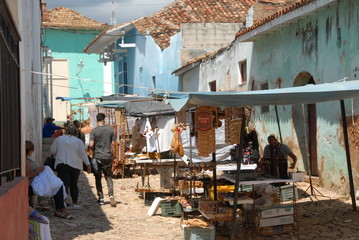 Ville de Trinidad, marché dans les ruelles de la ville, Cuba, Caraîbes