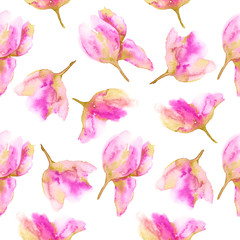 Seamless floral pattern with pink tulips. Pink flowers seamless background. Floral textile pattern. Wedding floral design.