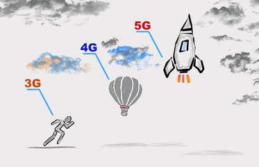 5g network tehnology concept. Icons on white background
