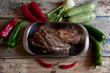steak with vegetables