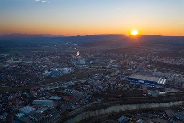 Sunset over the town.