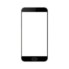 Black smartphone with camera and menu button and white empty screen with a glare. realistic Black smartphone vector eps10 