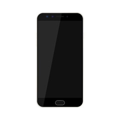 Black smartphone with  blank blank screen. Realistic black smartphone. Smartphone or mobile phone icon.