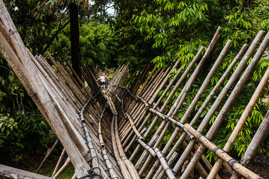 The Bidayuh bamboo bridge, Sarawak, Malaysia
