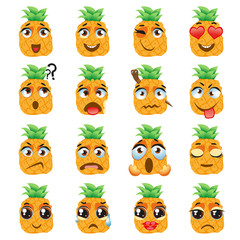 Pineapple Emoji Emoticon Expression. Funny cute food