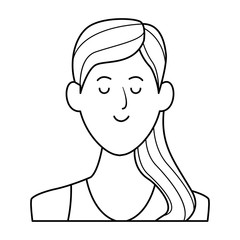 woman portrait avatar cartoon character black and white