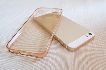 Silicone case for smartphone and phone, isolated