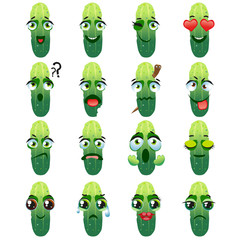 Cucumber cabbage Emoji Emoticon Expression. Funny cute food