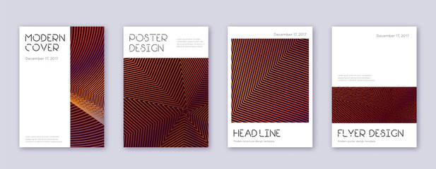 Minimal brochure design template set. Orange abstr