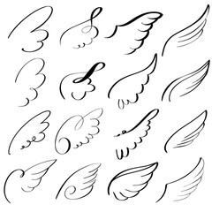 abstract flying dove sketch set icon collection cartoon hand drawn vector illustration sketch