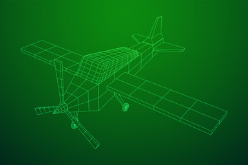Plane Abstract polygonal wireframe airplane. Travel aircraft, tourism and vacation concept. Wireframe low poly mesh vector illustration
