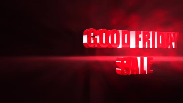 Good Friday sales banner in 3D with red abstract background. 4K video.	