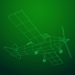 Plane Abstract polygonal wireframe airplane. Travel aircraft, tourism and vacation concept. Wireframe low poly mesh vector illustration