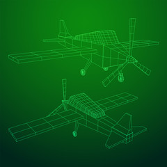 Plane Abstract polygonal wireframe airplane. Travel aircraft, tourism and vacation concept. Wireframe low poly mesh vector illustration