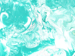Turquoise creative abstract hand painted background, marble texture