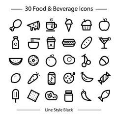 Food & Beverage Icon Set in Line Style