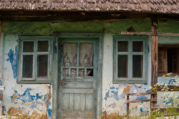 Old doors and windows in an old house in Maremures, Romania