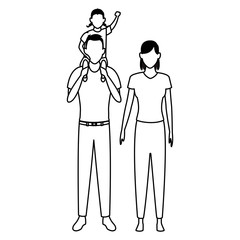 family avatar cartoon character black and white