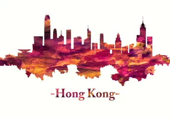 Foto op Plexiglas Hong Kong China skyline in red © Towseef