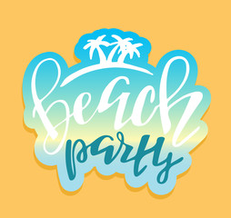 Fototapeta na wymiar Beach Party Bar Lettering Label Banner