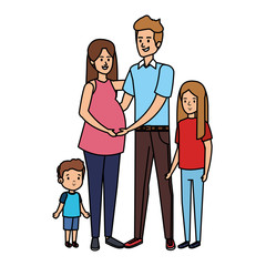 parents couple with son and daughter characters