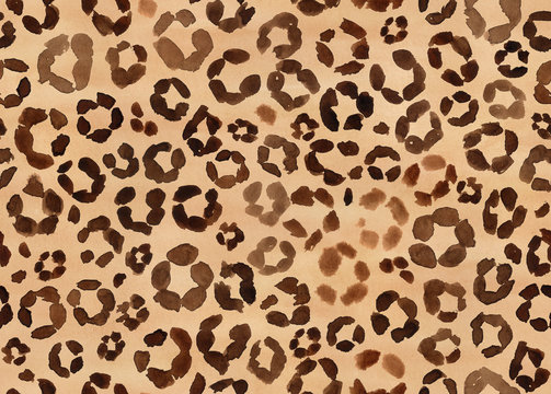 Seamless pattern with watercolor panther skin