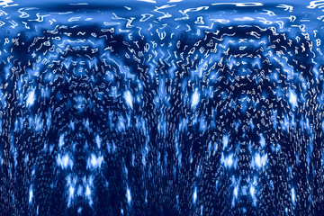 Blue matrix digital background. Distorted cyberspace concept. Characters fall down. Matrix from...