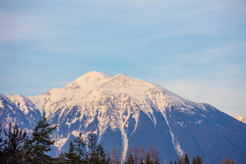 Mount covered with snow