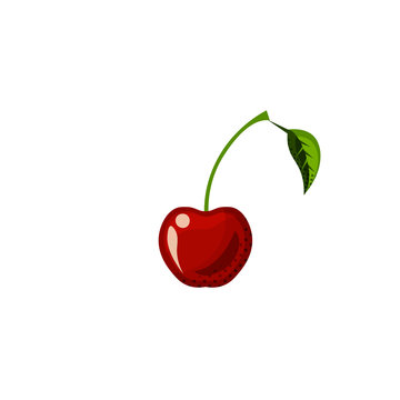 recommend clip art: Fresh juicy fruit, berry - cherry vector icon isolated on white background. Cherry icon, flat style, fruit vector illustration. Healthy food single object - isolated berry cherry