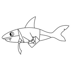 Obraz premium Business shark outline. Isolated vector illustration